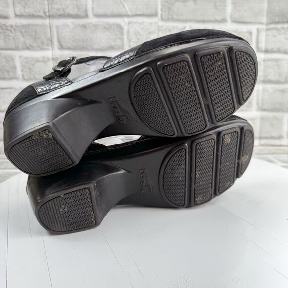 Dansko Sally Women's Size 39 -8.5/9 US Black Suede Leather Mary Jane Clogs - Picture 9 of 13